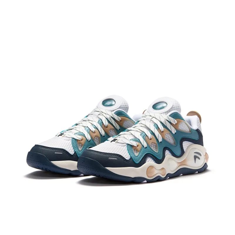 FILA FUSION VERTICAL Cracked Shoes Low Top Basketball Shoes Men's White Blue-1