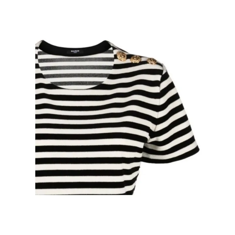 BALMAIN Crop Top Women's Black White-4