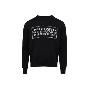 MM6 Maison Margiela Numbers-Motif Long-Sleeved Crewneck Jumper