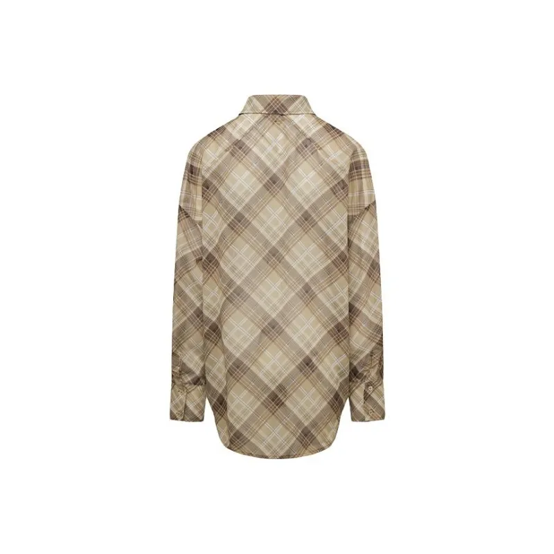 NUTH Shirt Women's Yellow Brown Plaid-1