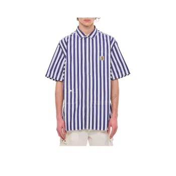 JUNYA WATANABE Short Sleeved Striped Poplin Shirt