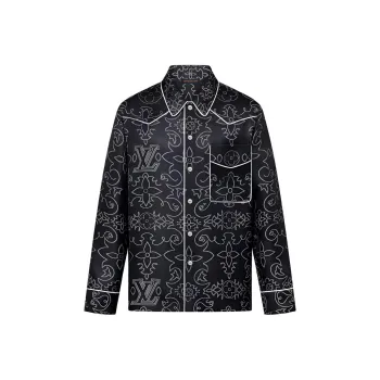 LOUIS VUITTON Printed Long Sleeved Silk Pyjama Overshirt
