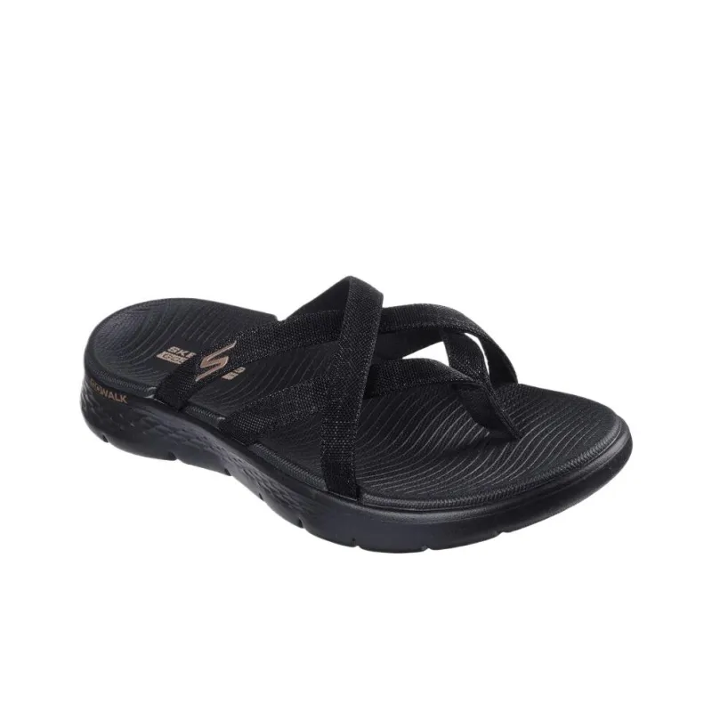Skechers Go Walk Fle Woven Slip Resistant Flip Flops Women's Black-2