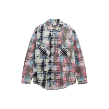 M MAICCO Shirts Men Black Pink Color Block