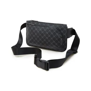 Old Man's Head Synthetic Leather Sling Bag Men's Pattern Black/Gray