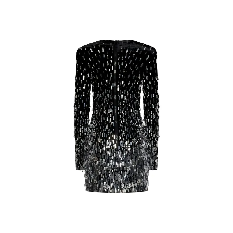 BALMAIN Sequin-Embellished Velvet Mini Dress-1