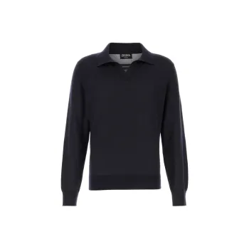 Zegna SS25 Polo Shirt Men's Midnight Blue