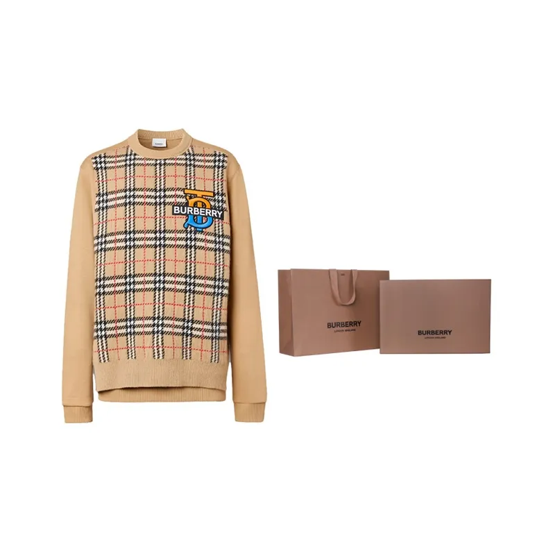 Burberry Monogram Motif Check Panel Sweatshirt-6