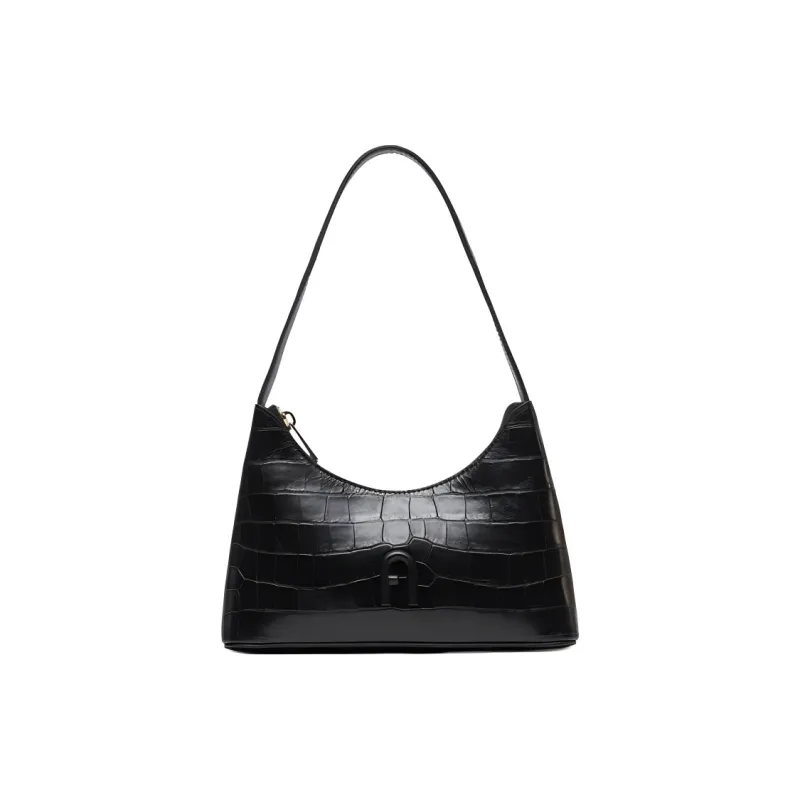 Furla Diamante Leather Handbag Shoulder Bag Women's Black-0