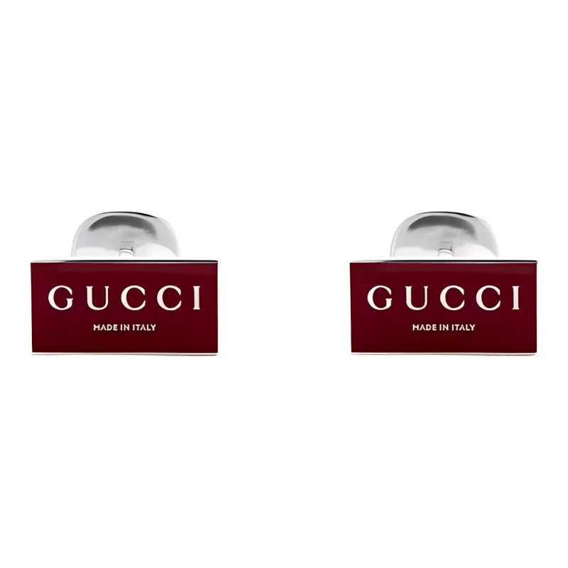 GUCCI Enamel 925 Sterling Silver Cufflinks Unisex Red-0