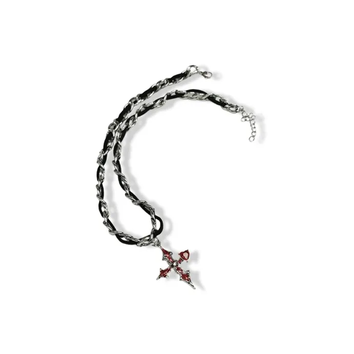 LuluCanaan Fabric Titanium Steel Glass Necklaces Unisex-0