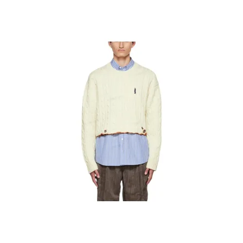 Doublet Cashmere Sweaters Men Gray White