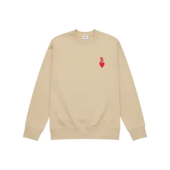 MLB Boston Red Sox Heart Collection 24FW Early Autumn Pullover Crew Neck Sweatshirt Unisex Beige