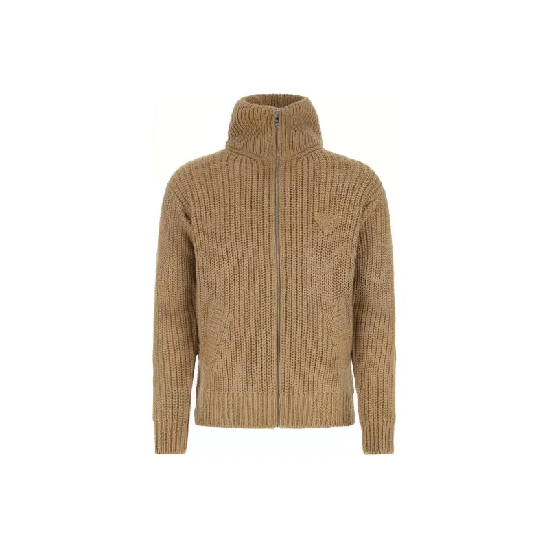 PRADA Zip Up Ribbed Knit Cardigan-0