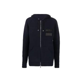 BALMAIN Logo patches Zipped Hoodie