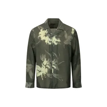 URBAN REVIVO Shirts Men Dark Brown Green Print