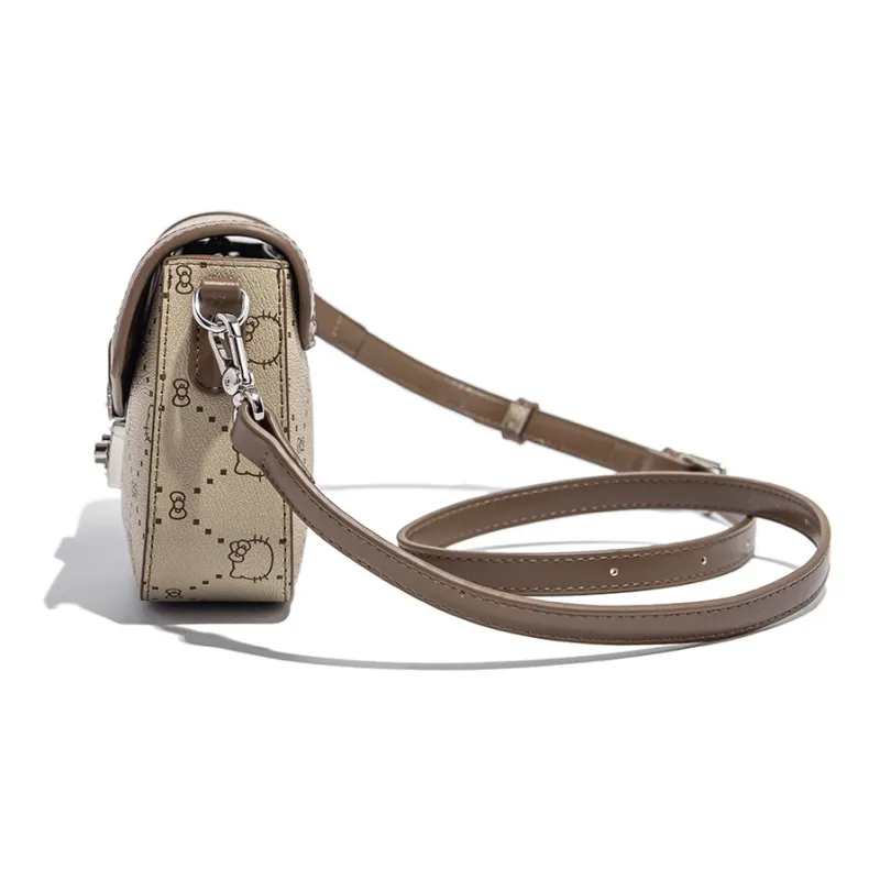 MESUCA Sanrio Hello Kitty Series PU Small Square Bag, Shoulder Bag, Crossbody Bag Women's Ecru/Khaki/Coffee-5