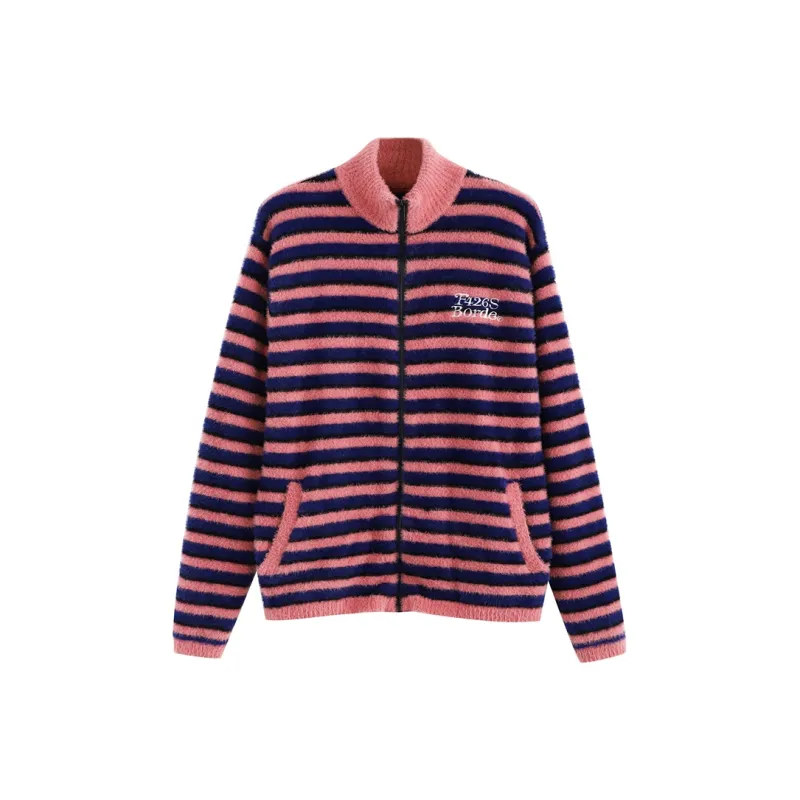 F426 Knitwear Unisex Blue Pink Stripes-0