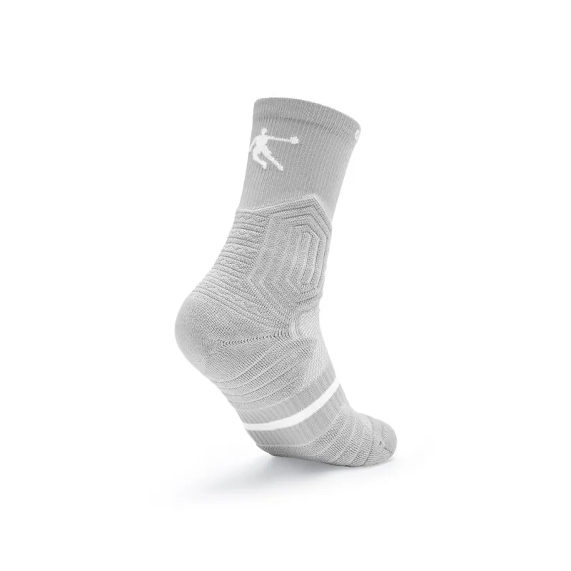 QIAODAN Basketball Socks Men's 1 Pack Silent Gray-1
