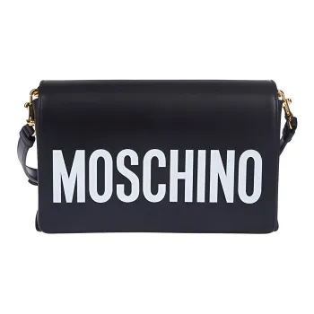 MOSCHINO Cow Leather Camera Bag, Small Square Bag, Shoulder Bag Women's Black