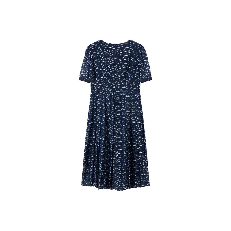 FINITY Short Sleeved Dresses Women's Navy Blue With Print-1