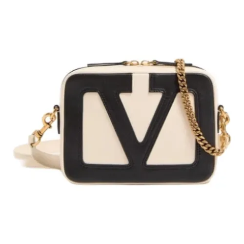 Valentino Sheepskin Shoulder Bag, Crossbody Bag Trumpets Women's Butter White & Black