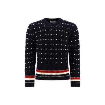 THOM BROWNE Thome Brown Crewneck Cable Knit Sweater