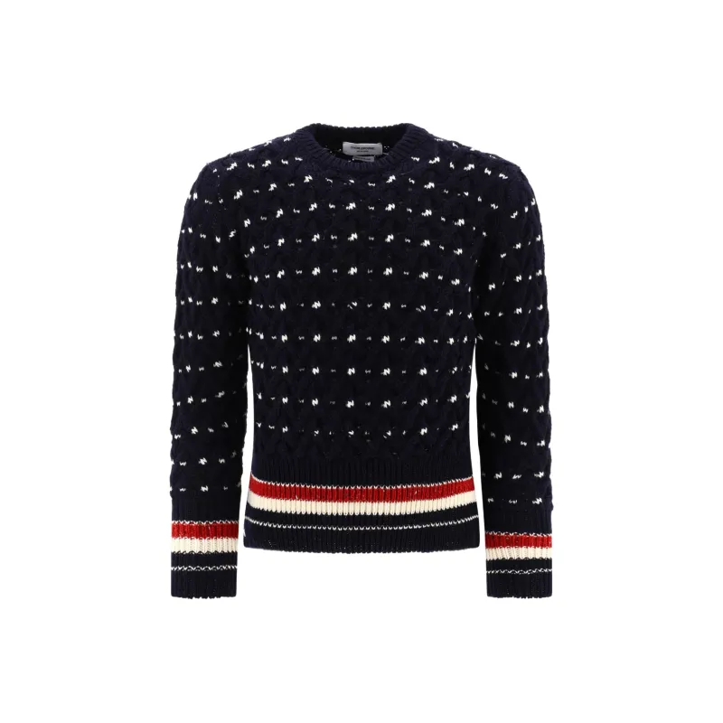 THOM BROWNE Thome Brown Crewneck Cable Knit Sweater-0