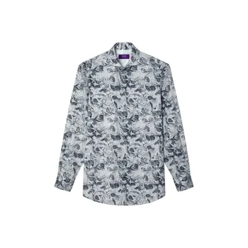 SKARO Shirt Men's Blue Base Withered Leaf SKE2041