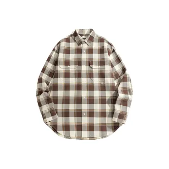 PEACEBIRD MEN Eye C Collaboration Series Shirt Men's Coffee Yellow