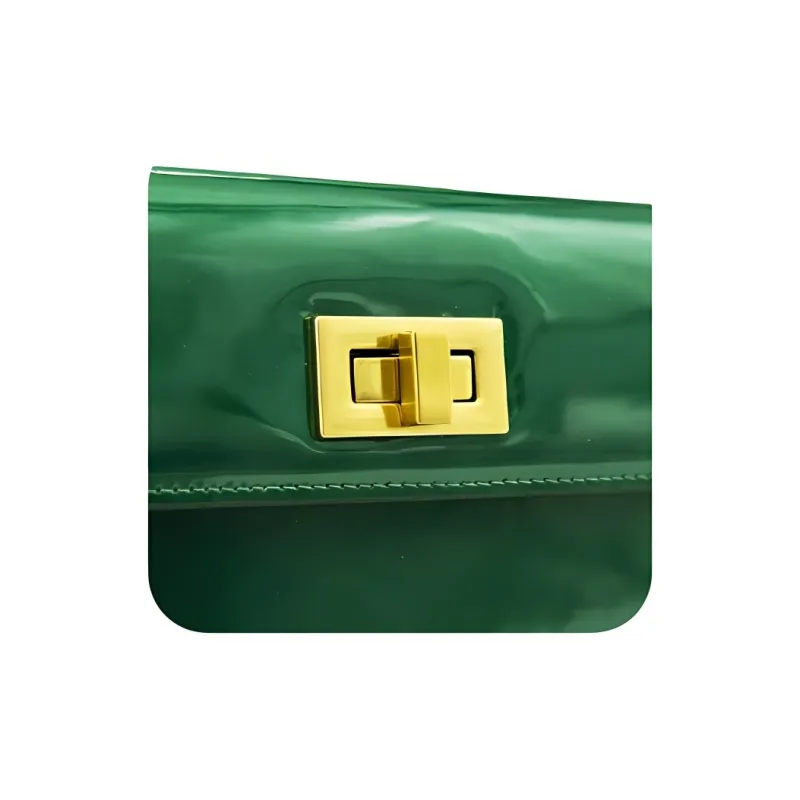 RFACTORY Cow Leather Euphoria Gold Brick Chain Bag, Baguette Bag, Shoulder Bag, Crossbody Bag Women's Bright Green-2