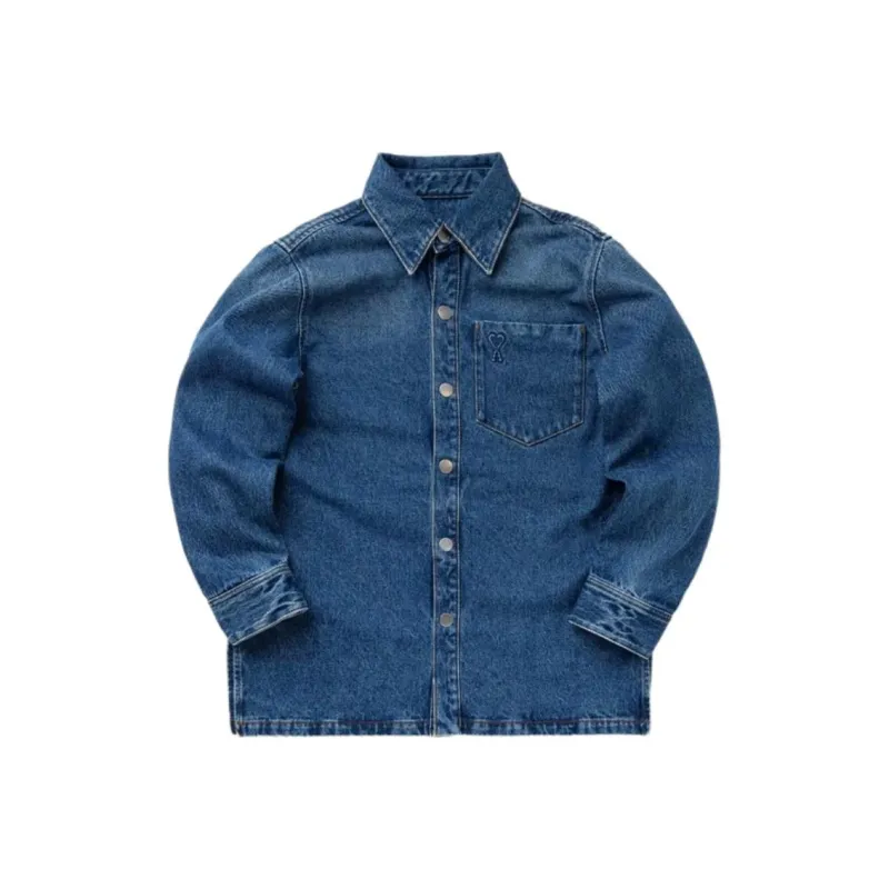 AMIPARIS Paris Ami De Coeur Logo Embossed Denim Jacket-0