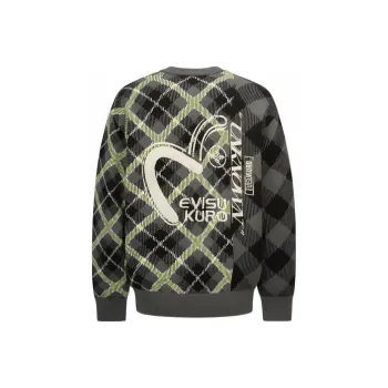 EVISU Sweaters Men Green Plaid