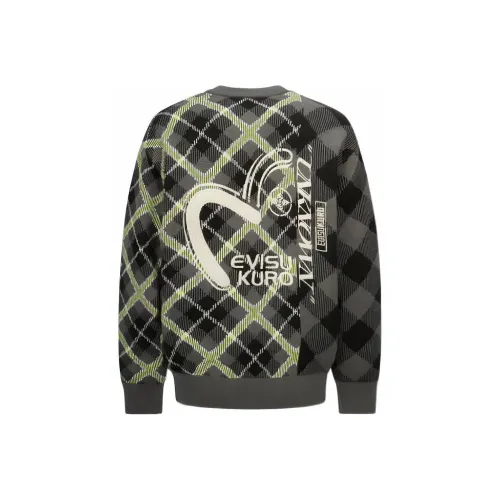 EVISU Sweaters Men Green Plaid