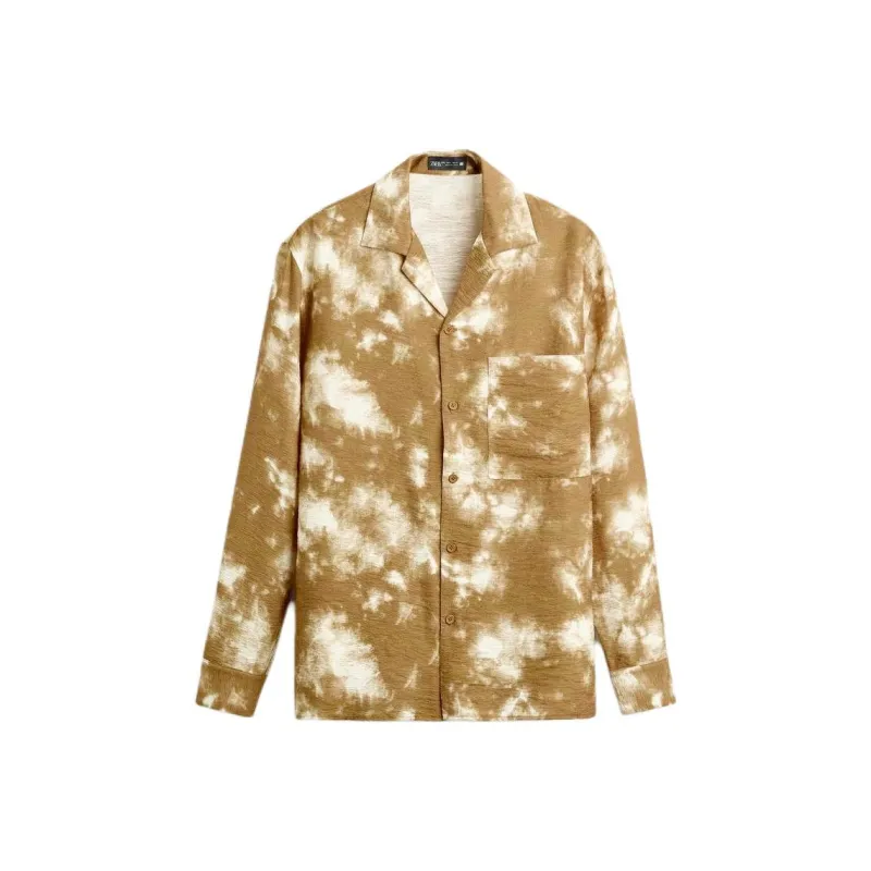 ZARA Shirts Men Camel/White-0