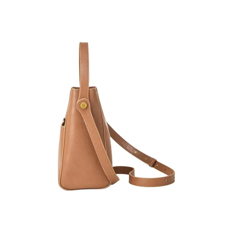 BOSTANTEN Cow Leather Shoulder Bag, Crossbody Bag, Handbag Women's Gold Brown-3