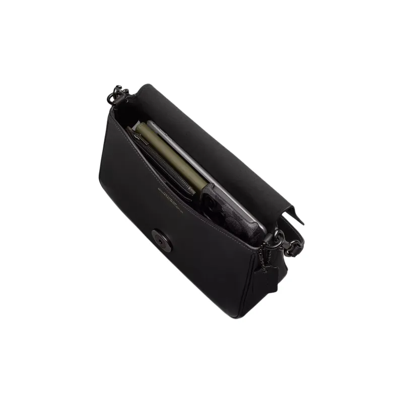 COACH Soft Tabby Smooth Leather Shoulder Bag Medium Size Women's Black-2