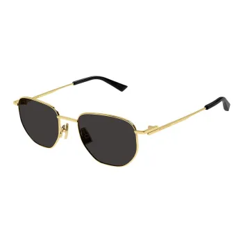 Bottega Veneta Metal Irregular Shape Sunglasses Unisex Gold