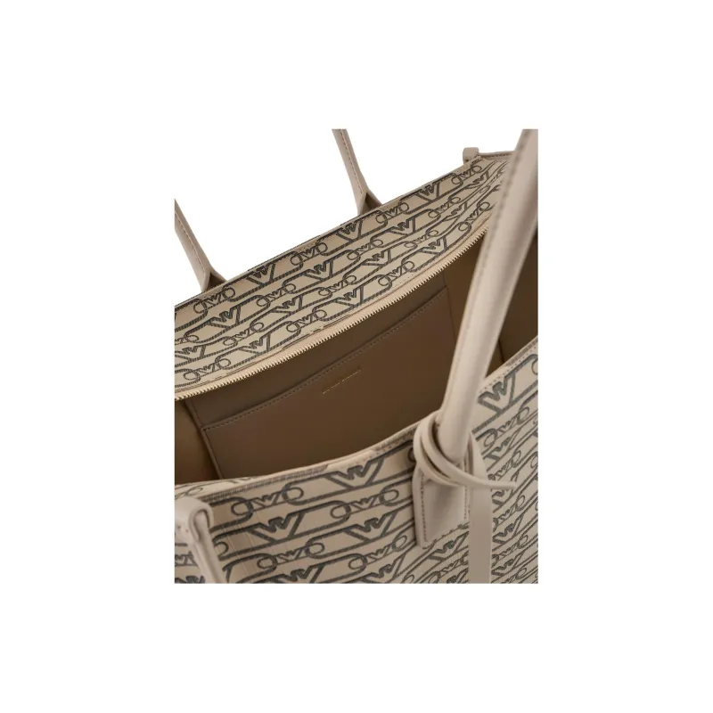 EMPORIO ARMANI Polyester Tote Bag, Shopping Bag, Shoulder Bag, Crossbody Bag, Handbag Medium Size Women's Light Umber-3