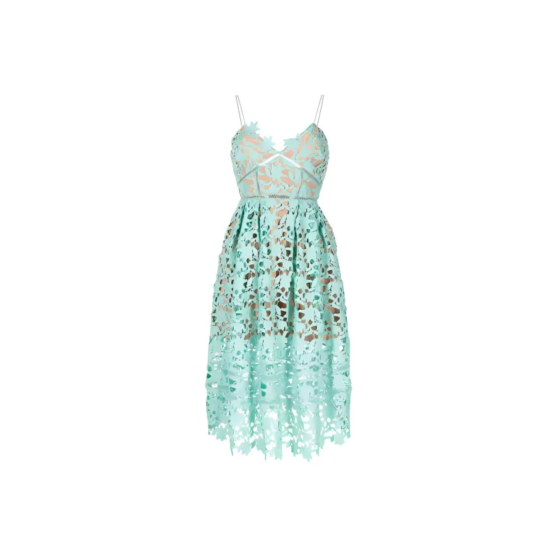Self-portrait Aqua Azaelea Lace Midi Dress-2