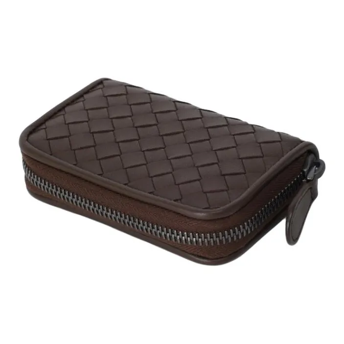 Bottega Veneta Sheepskin Card Holder Unisex Brown-1