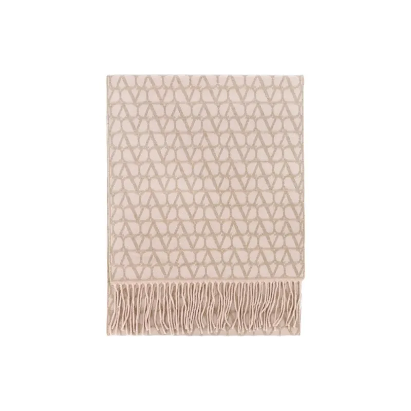 Valentino Wool, Cashmere Knit Scarves Women's Beige-1