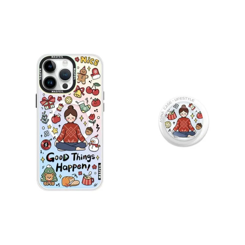 Marsfield Acrylic Material Double Layer IMD Laser Magnetic Case Phone Cases Compatibility Apple 16/15/14/13 Pro/Max-6