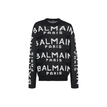 BALMAIN Logo Intarsia Crewneck Knit Jumper