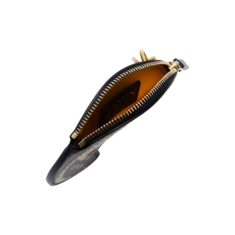 Lanvin Cow Leather Key Pouch Medium Size Unisex Black-4