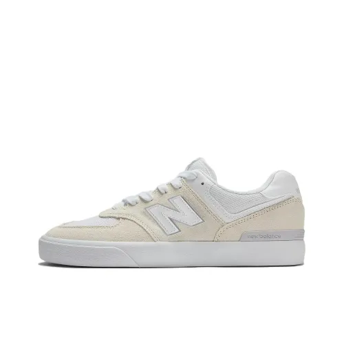New Balance Anti Slip Wear Resistant Low Top Skateboard Shoes Unisex Gray White
