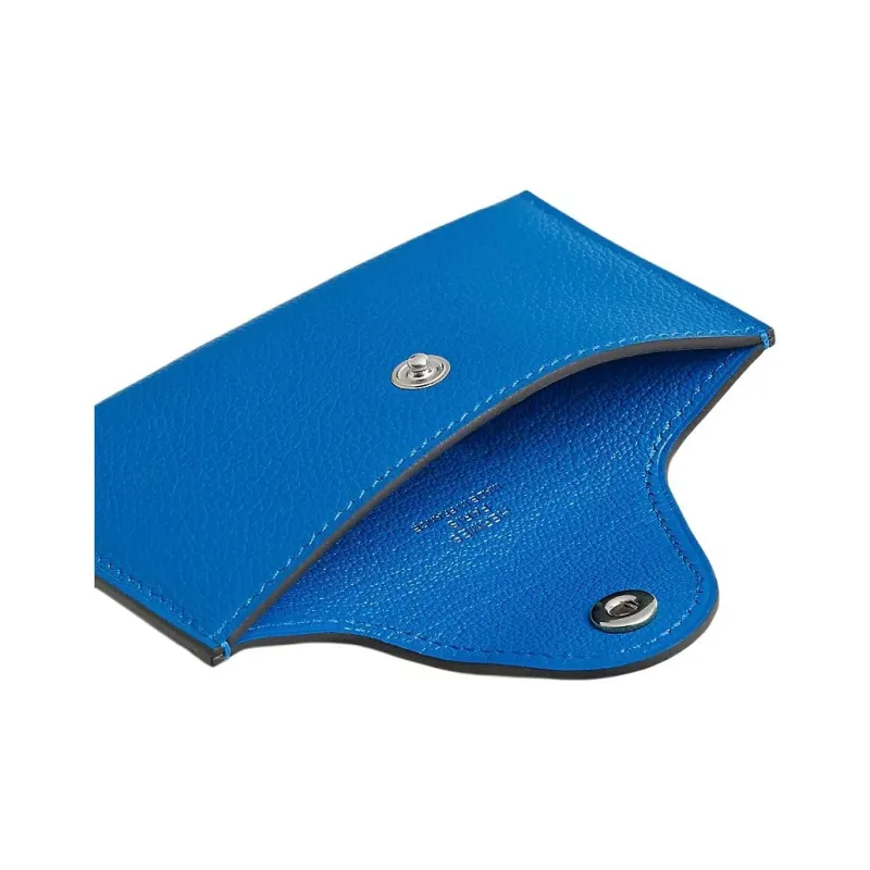 HERMES Iliade Evercolor Leather Card Holder Regular Unisex B3 Bleu Zanzibar Tanzanian Blue-1