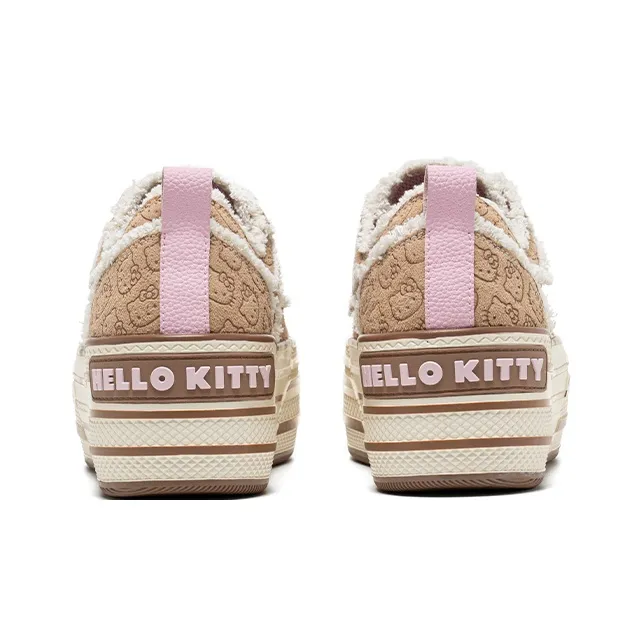 Hello Kitty x OLD ORDER Abrasion Resistant Breathable Height Increasing Low Top Canvas Shoes Women's Kitty Pink Brown-3
