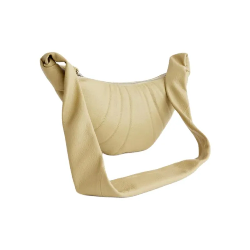Lemaire Cow Leather Croissant Bag, Crossbody Bag, Shoulder Bag Trumpets Unisex Yellow Green-2