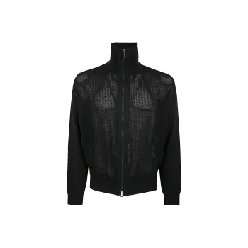 EMPORIO ARMANI High Neck Zipped Knitted Cardigan